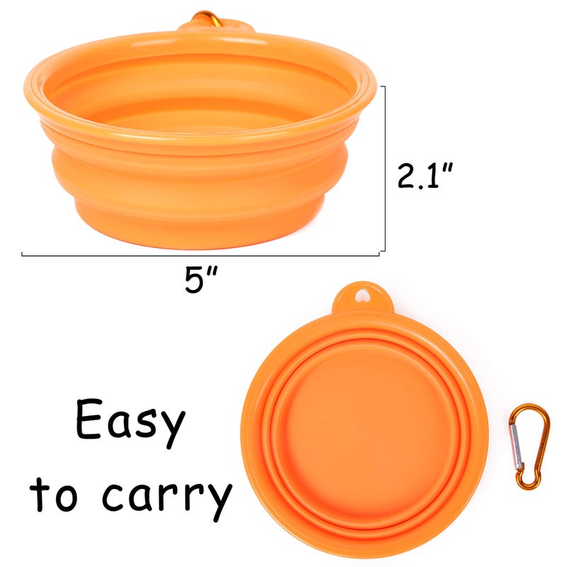 PROLOSO 9 Pcs Collapsible Dog Bowl Foldable Expandable Silicone Cup Dish for Pet Cat Food Water Feeding Portable Travel Bowl with Carabiner - Image 5